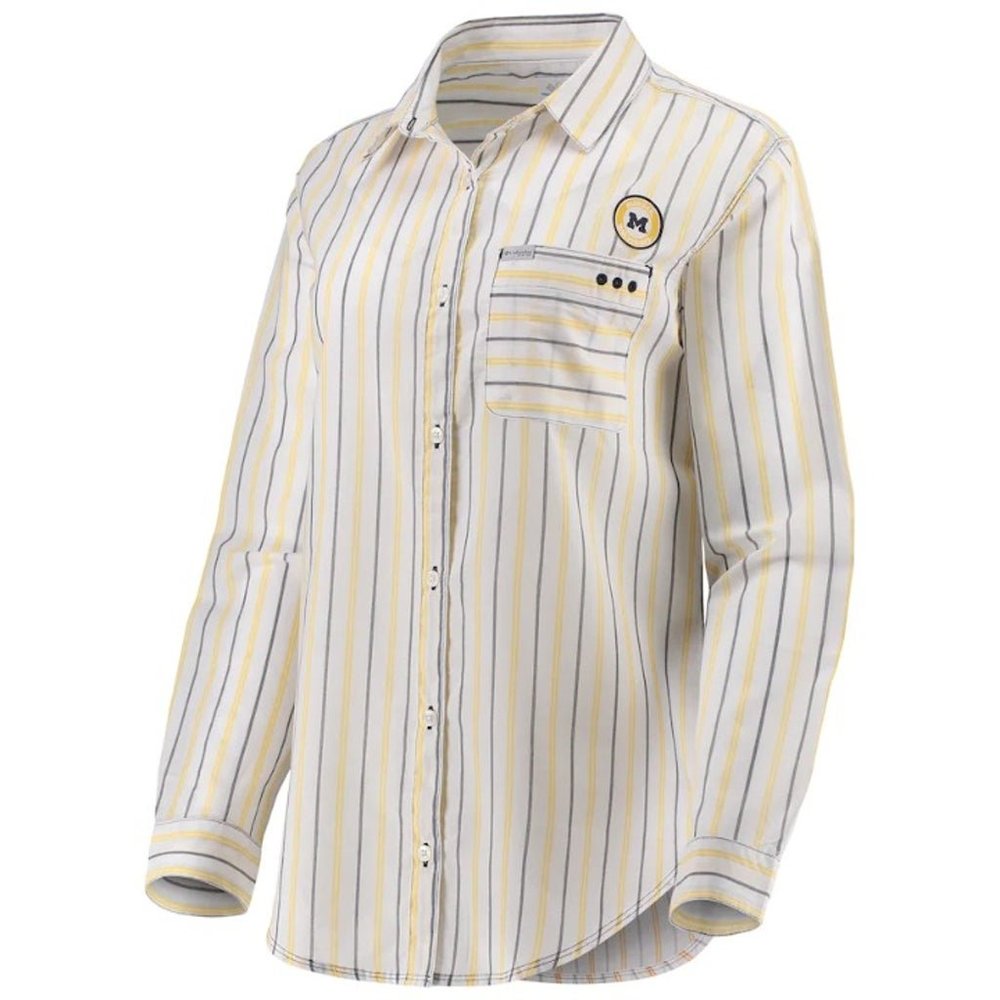 University of Michigan Columbia PFG Sun Drifter Stripe Button Down